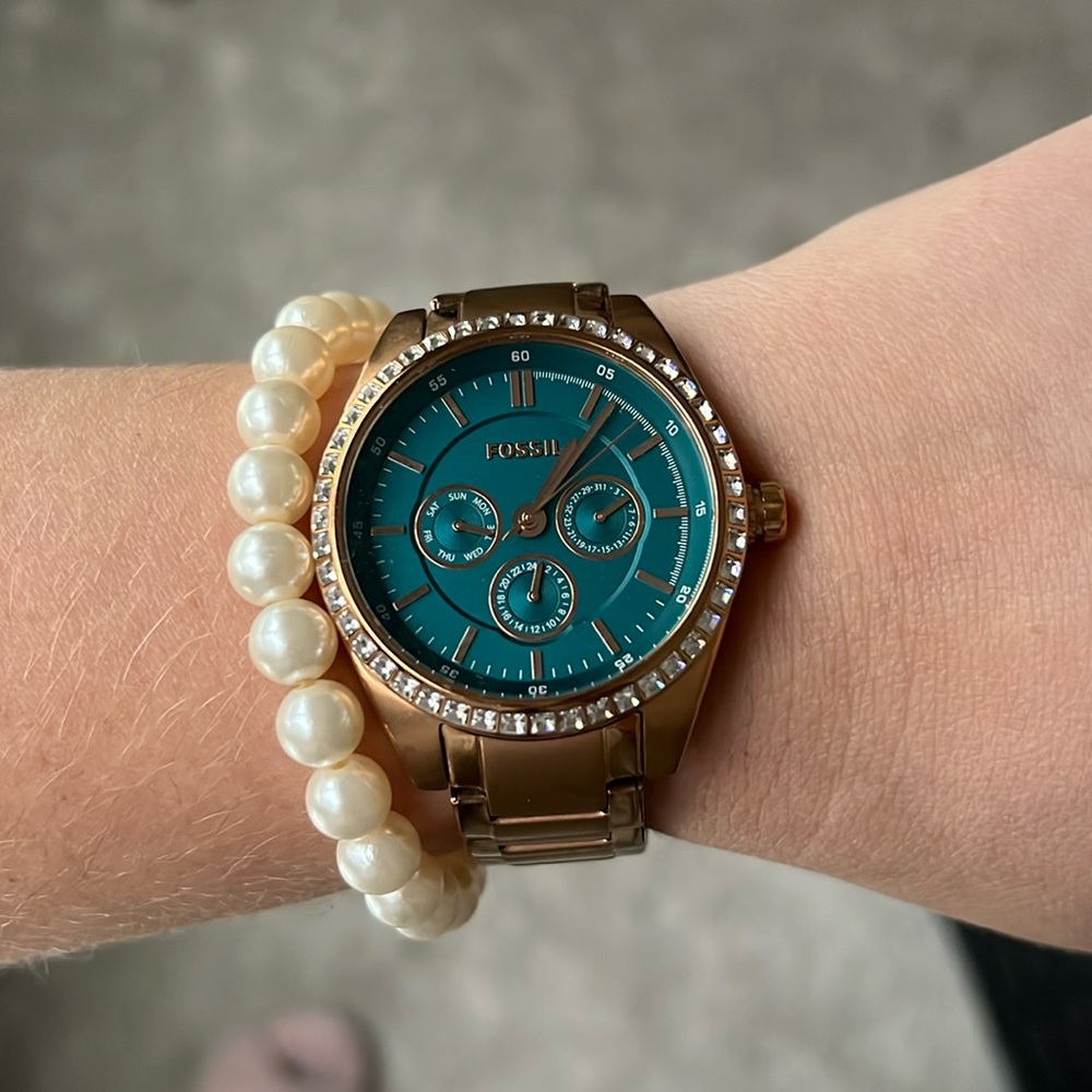 FOSSIL Rose Gold & Teal Watch